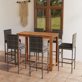 Garden bar set, 7 pieces with gray cushions by vidaXL, Garden sets - Ref: Foro24-3067993, Price: 561,99 €, Discount: %