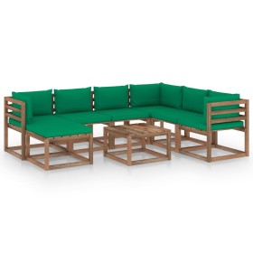 8-piece garden furniture set with green cushions by vidaXL, Garden sets - Ref: Foro24-3067529, Price: 431,99 €, Discount: %