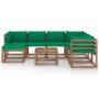 Juego de muebles de jardín 8 piezas con cojines verde de vidaXL, Conjuntos de jardín - Ref: Foro24-3067529, Precio: 431,41 €,...