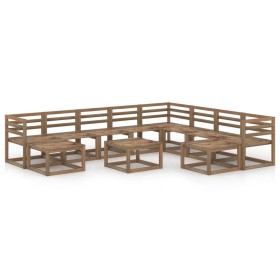 Garden furniture 11 pieces brown impregnated pine wood cushions by vidaXL, Garden sets - Ref: Foro24-3067621, Price: 424,99 €...