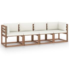 4-Sitzer-Palettensofa mit Kissen aus imprägniertem Kiefernholz von vidaXL, Gartensets - Ref: Foro24-3067334, Preis: 317,99 €,...