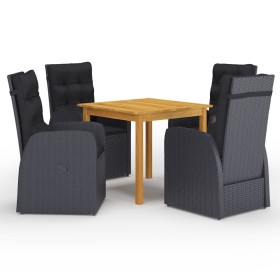 Juego de comedor para jardín 5 piezas negro de vidaXL, Conjuntos de jardín - Ref: Foro24-3067719, Precio: 718,99 €, Descuento: %