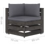 3-seater garden sofa with gray impregnated wood cushions by vidaXL, Garden sets - Ref: Foro24-3068168, Price: 326,26 €, Disco...