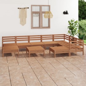 Gartenmöbel-Set 10-teilig aus massivem honigbraunem Kiefernholz von vidaXL, Gartensets - Ref: Foro24-3083032, Preis: 520,99 €...