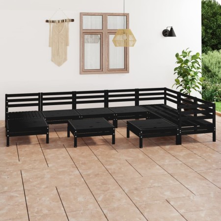 Juego de muebles de jardín 10 pzas madera maciza de pino negro de vidaXL, Conjuntos de jardín - Ref: Foro24-3083033, Precio: ...