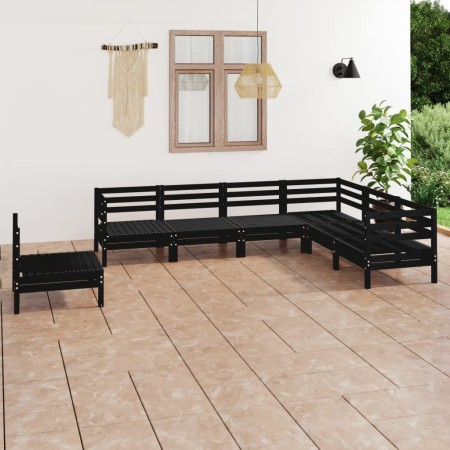 Gartenmöbel-Set 7-teilig aus massivem schwarzem Kiefernholz von vidaXL, Gartensets - Ref: Foro24-3083038, Preis: 384,39 €, Ra...