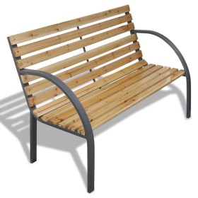 Banco de jardín de madera y hierro 120 cm de vidaXL, Bancos de jardín - Ref: Foro24-41014, Precio: 87,91 €, Descuento: %