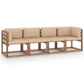 4-Sitzer-Palettensofa mit Kissen aus imprägniertem Kiefernholz von vidaXL, Gartensets - Ref: Foro24-3067335, Preis: 274,51 €,...