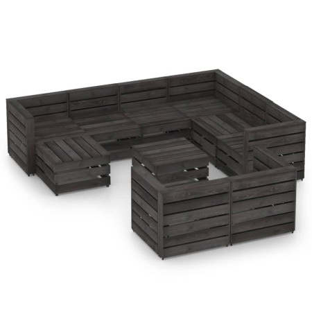 Set de muebles de jardín 10 pzas madera de pino impregnada gris de vidaXL, Conjuntos de jardín - Ref: Foro24-3068090, Precio:...