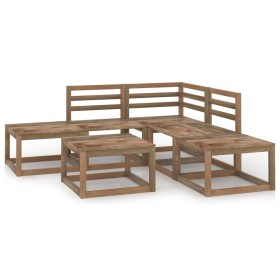 Garden furniture 6 pieces brown impregnated pine wood cushions by vidaXL, Garden sets - Ref: Foro24-3067605, Price: 213,99 €,...