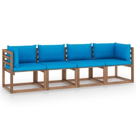 4-Sitzer-Palettensofa mit Kissen aus imprägniertem Kiefernholz von vidaXL, Gartensets - Ref: Foro24-3067336, Preis: 255,99 €,...