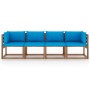 4-seater pallet sofa with impregnated pine wood cushions by vidaXL, Garden sets - Ref: Foro24-3067336, Price: 255,26 €, Disco...