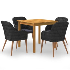 Juego de comedor para jardín 5 piezas negro de vidaXL, Conjuntos de jardín - Ref: Foro24-3067732, Precio: 524,97 €, Descuento: %