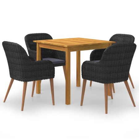 Juego de comedor para jardín 5 piezas negro de vidaXL, Conjuntos de jardín - Ref: Foro24-3067732, Precio: 524,99 €, Descuento: %