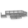 Garden furniture set 9 pieces solid gray pine wood by vidaXL, Garden sets - Ref: Foro24-3083056, Price: 454,02 €, Discount: %