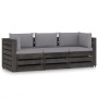 3-Sitzer-Palettensofa mit grau imprägnierten Kiefernholzkissen von vidaXL, Gartensets - Ref: Foro24-3068169, Preis: 337,08 €,...