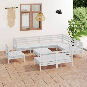 Gartenmöbel-Set 10-teilig aus massivem weißem Kiefernholz von vidaXL, Gartensets - Ref: Foro24-3083060, Preis: 468,99 €, Raba...