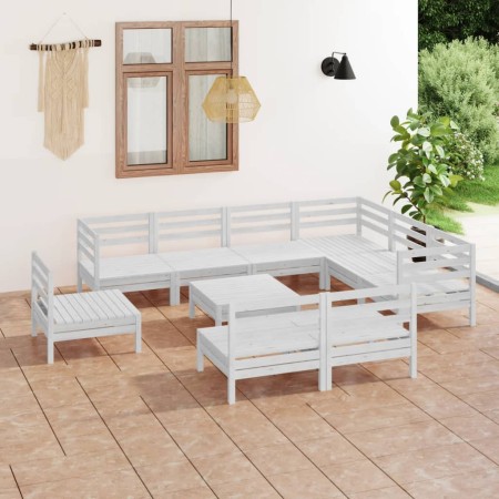 Gartenmöbel-Set 10-teilig aus massivem weißem Kiefernholz von vidaXL, Gartensets - Ref: Foro24-3083060, Preis: 468,79 €, Raba...