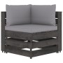 3-seater pallet sofa with gray impregnated pine wood cushions by vidaXL, Garden sets - Ref: Foro24-3068169, Price: 323,99 €, ...