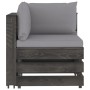 3-Sitzer-Palettensofa mit grau imprägnierten Kiefernholzkissen von vidaXL, Gartensets - Ref: Foro24-3068169, Preis: 337,08 €,...