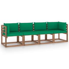 4-Sitzer-Palettensofa mit Kissen aus imprägniertem Kiefernholz von vidaXL, Gartensets - Ref: Foro24-3067337, Preis: 224,99 €,...