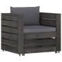 2-piece garden furniture set with gray impregnated wood cushions by vidaXL, Garden sets - Ref: Foro24-3068144, Price: 193,94 ...