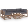 7-piece pallet garden furniture with impregnated wood cushions by vidaXL, Garden sets - Ref: Foro24-3067476, Price: 435,49 €,...