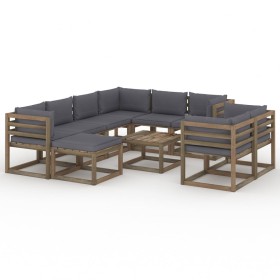 Muebles de jardín 10 piezas con cojines gris antracita de vidaXL, Conjuntos de jardín - Ref: Foro24-3067560, Precio: 691,43 €...