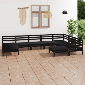 Juego de muebles de jardín 9 pzas madera maciza de pino negro de vidaXL, Conjuntos de jardín - Ref: Foro24-3083028, Precio: 4...