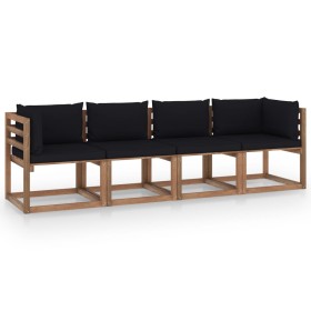 4-seater pallet sofa with impregnated pine wood cushions by vidaXL, Garden sets - Ref: Foro24-3067339, Price: 255,26 €, Disco...