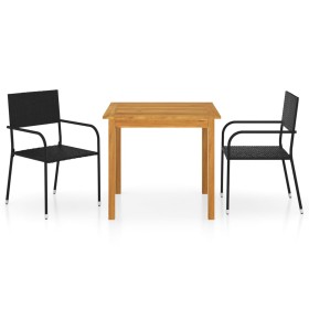 Juego de comedor para jardín 3 piezas negro de vidaXL, Conjuntos de jardín - Ref: Foro24-3067734, Precio: 182,99 €, Descuento: %