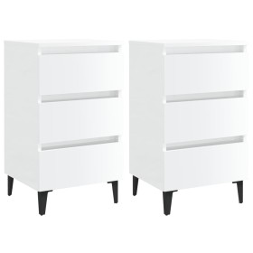 Bedside tables 2 units with glossy white metal legs 40x35x69 cm by vidaXL, Nightstands - Ref: Foro24-805918, Price: 110,98 €,...