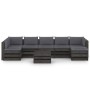 8-piece garden furniture with gray impregnated wood cushions by vidaXL, Garden sets - Ref: Foro24-3068360, Price: 713,99 €, D...