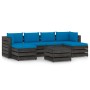 Garden furniture 7 pieces with gray impregnated wood cushions by vidaXL, Garden sets - Ref: Foro24-3068328, Price: 633,99 €, ...