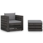 2-piece garden furniture with gray impregnated wood cushions by vidaXL, Garden sets - Ref: Foro24-3068145, Price: 195,78 €, D...