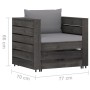 2-piece garden furniture with gray impregnated wood cushions by vidaXL, Garden sets - Ref: Foro24-3068145, Price: 195,78 €, D...