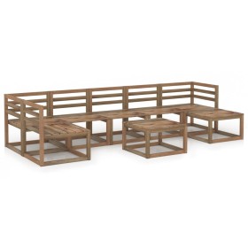 Garden furniture set 8 pieces with cushions, made of brown impregnated pine wood. by vidaXL, Garden sets - Ref: Foro24-306761...