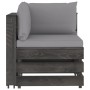 Sectional corner sofa with gray impregnated wood cushions by vidaXL, Modular outdoor sofas - Ref: Foro24-3068109, Price: 124,...