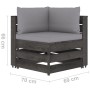 Ecksofa mit grau imprägnierten Holzkissen von vidaXL, Modulare Sofas für den Außenbereich - Ref: Foro24-3068109, Preis: 124,4...