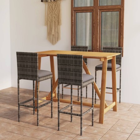 5-piece garden bar set with gray cushions by vidaXL, Garden sets - Ref: Foro24-3067959, Price: 408,31 €, Discount: %