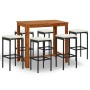 Garden bar set 7 pieces with black cushions by vidaXL, Garden sets - Ref: Foro24-3067998, Price: 369,81 €, Discount: %