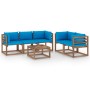 6-piece garden furniture set with light blue cushions by vidaXL, Garden sets - Ref: Foro24-3067408, Price: 376,00 €, Discount: %