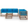 6-piece garden furniture set with light blue cushions by vidaXL, Garden sets - Ref: Foro24-3067408, Price: 376,00 €, Discount: %