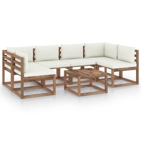 Muebles de jardín de palets 7 pzs con cojines madera impregnada de vidaXL, Conjuntos de jardín - Ref: Foro24-3067478, Precio:...