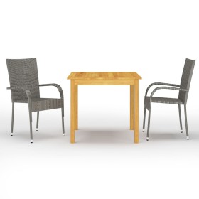 Juego de comedor para jardín 3 piezas gris de vidaXL, Conjuntos de jardín - Ref: Foro24-3067691, Precio: 201,99 €, Descuento: %