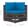 3-seater pallet sofa with gray impregnated pine wood cushions by vidaXL, Garden sets - Ref: Foro24-3068172, Price: 347,17 €, ...