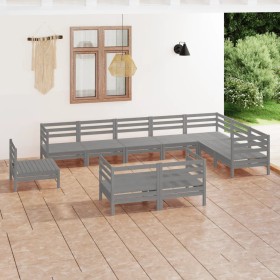 Juego de muebles de jardín 10 piezas madera maciza de pino gris de vidaXL, Conjuntos de jardín - Ref: Foro24-3083086, Precio:...