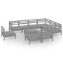 10-piece solid pine wood garden furniture set in gray. by vidaXL, Garden sets - Ref: Foro24-3083081, Price: 489,37 €, Discoun...