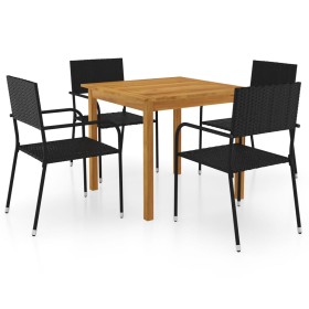 5-Piece Black Garden Dining Set by vidaXL, Garden sets - Ref: Foro24-3067736, Price: 233,42 €, Discount: %