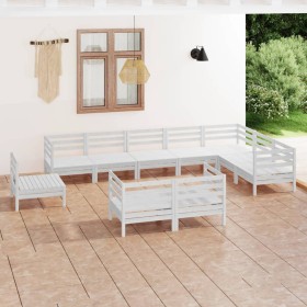 Gartenmöbel-Set 10-teilig aus massivem weißem Kiefernholz von vidaXL, Gartensets - Ref: Foro24-3083085, Preis: 467,99 €, Raba...